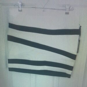 Black and White Striped Women's Skirt